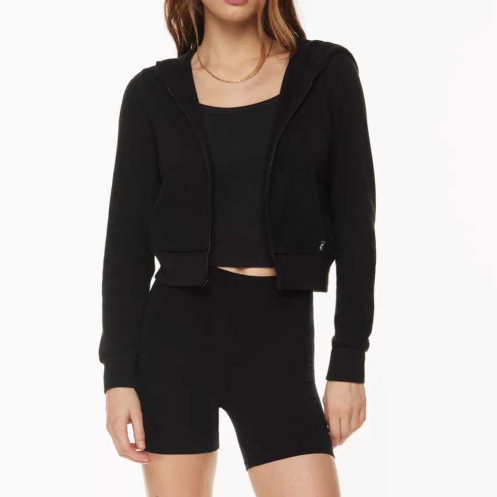 TNA Aritzia Waffle Zip Hoodie Cropped Hooded Jacket